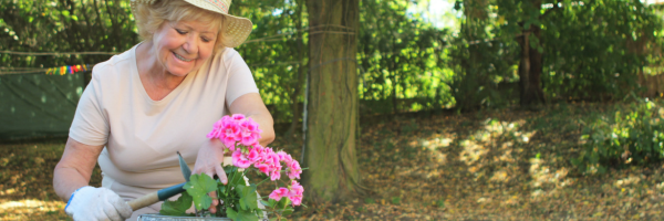 Personne âgée qui jardine